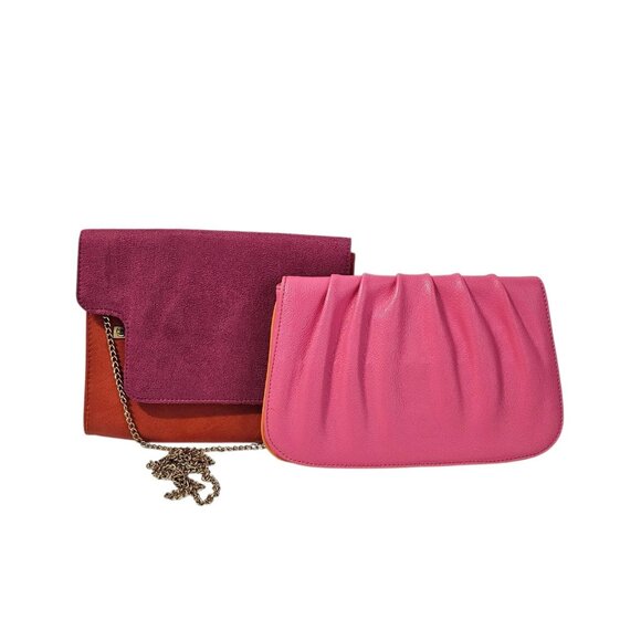 Bundle BAEKGAARD Pink Orange Clutch PUREOLOGY Chain Link Strap Crossbody Bag - Picture 1 of 16